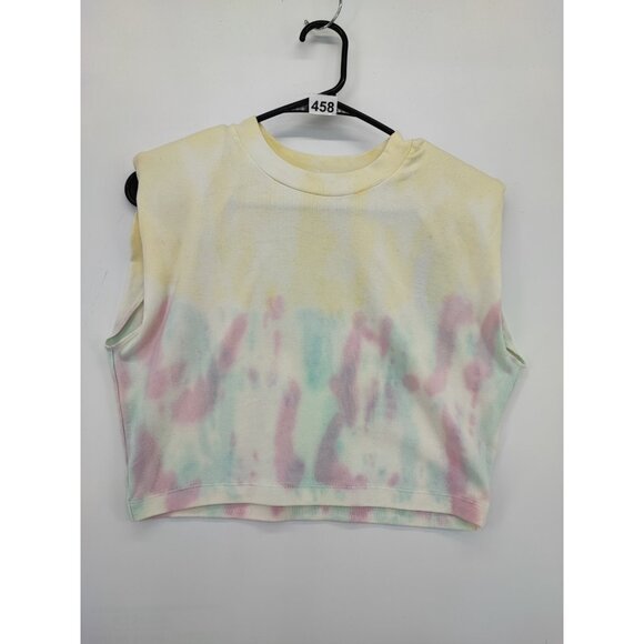 All Saints Women's Mika Yellow/Lilac Tie Dye Crop Top Size S - Picture 1 of 7